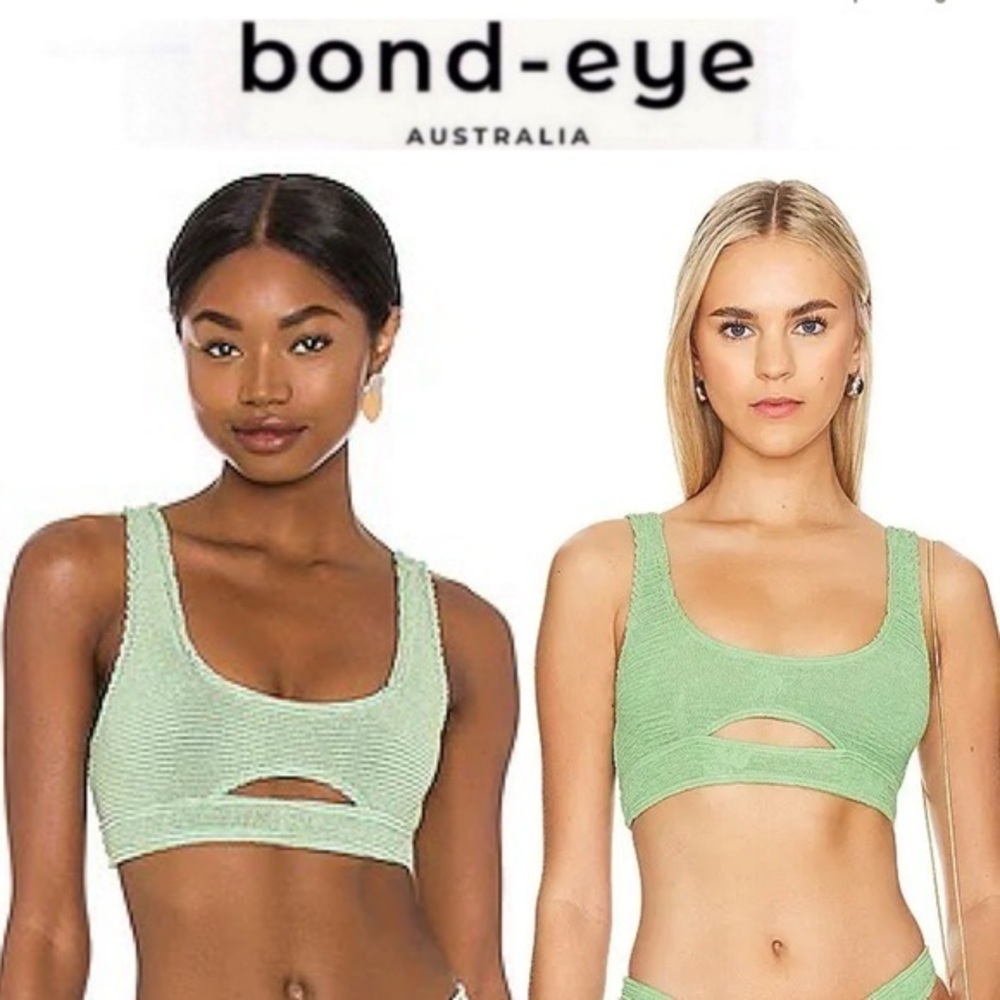 Bond-Eye Crop Eco Sasha Bikini Top in Mint Lurex 115$